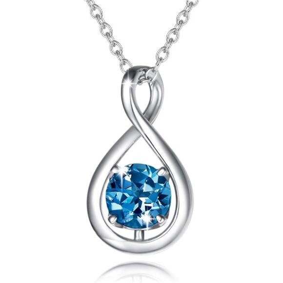 Birthstone Necklaces for Women Jewelry Sterling Silver Dainty Infinity Pendant - Picture 1 of 7
